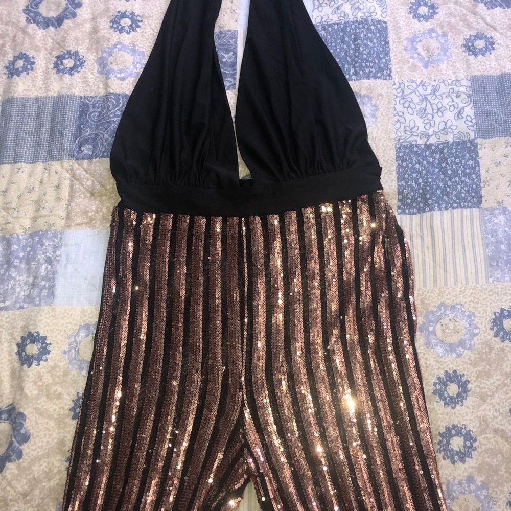 Black and Rose gold Sequin jumpsuit